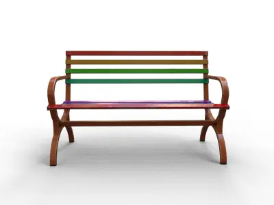 Old Street Bench Low-poly 3D model