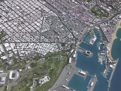 Barcelona - City 3D Model Low-poly 3D model