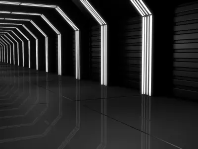 Sci Fi Corridor Low-poly 3D model 14