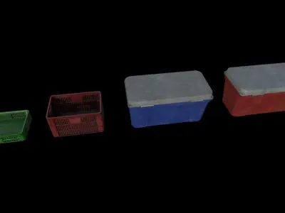 Plastic Containers Pack Low-poly 3D model