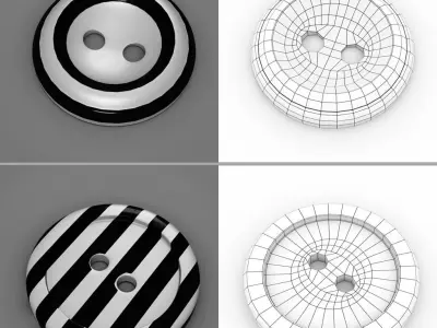 Button Pack Black and White 3D model