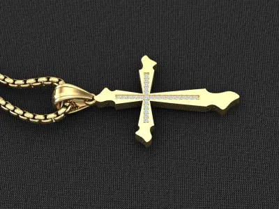 High Cross Pendant Light Gold 18K 3CP046 3D model