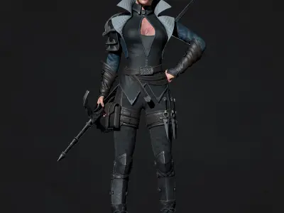 Warrior Girl - Game Ready Low-poly 3D model