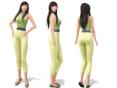 Lime Retro Casual Outfit Pants Top Shoes Low-poly 3D model