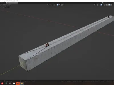 Concrete fence post Low-poly 3D model