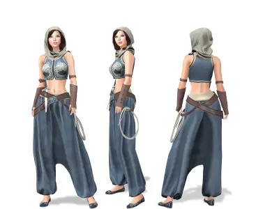 Ottoman Style Outfit Shawl Vest Pants Belt Shoes Low-poly 3D model