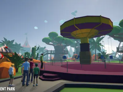 Amusement park - low poly style Low-poly 3D model