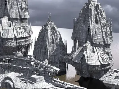 Jupiter alien Temple Monoliths Kit bash 3D model
