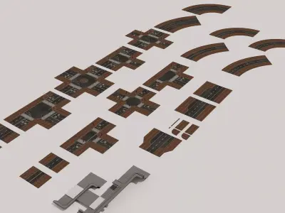 Crossroads Street Road Series 3D Model Low-poly 3D model