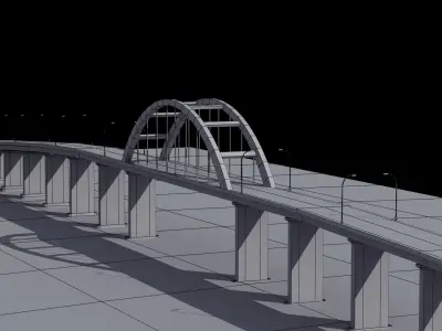 Road Bridge Low-poly 3D model