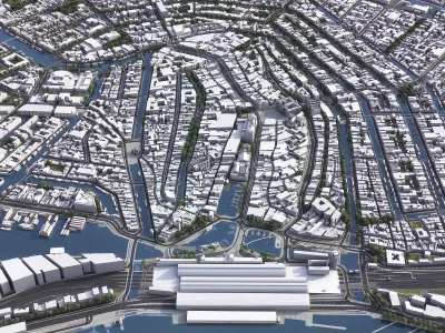 Amsterdam - 3D City Model Low-poly 3D model