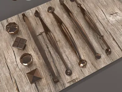 cabinet door handle set01 3D model