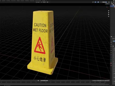 Hong Kong Caution Wet Floor Sign 3D model