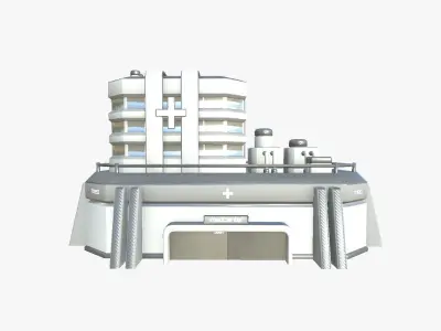 SciFi Hospital A02 White Gray - Sci Fi Exterior Design Low-poly 3D model