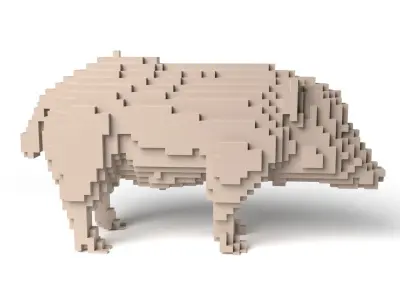 Wildboar Minecraft Voxel Low-poly 3D model