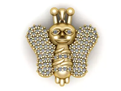 Butterfly Diamond pendant for women 3d Printable Model 3D print model