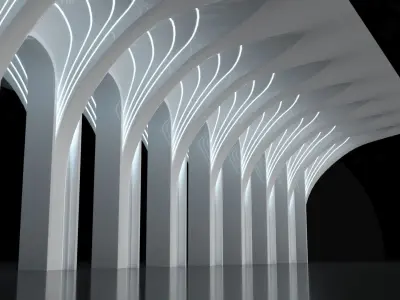 Futuristic Parametric Organic Arched Shade Structure 3D model