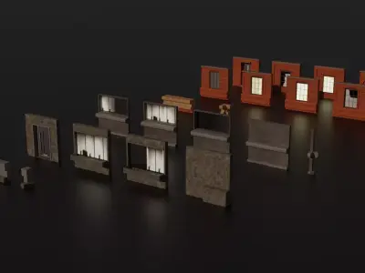 2 Wall patern for procedural building Free 3D model