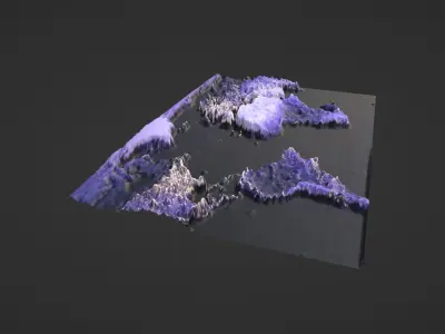 World Map Topography Low-poly 3D model
