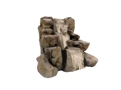 4-Tier Tall Rock Waterfall 3D model