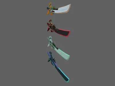 Futuristic SciFi Sword PACK - 4 Swords with Distinct Designs Low-poly 3D model