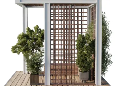 Landscape furniture with pergola and roof garden 31 3D model