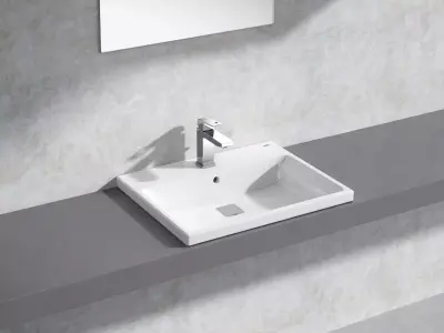 Cube Semi recessed Basin 60 Set 3D model