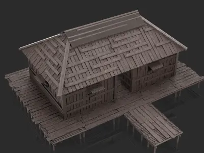 Fantasy Wooden House - Jungle Hut 2 3D model