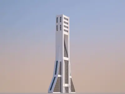 Futuristic Sci-Fi Skyscraper 02 Low-poly 3D model