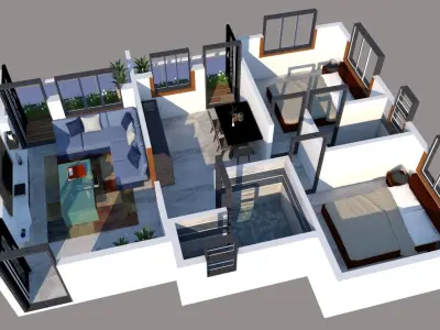 2BHK FLAT 3D model