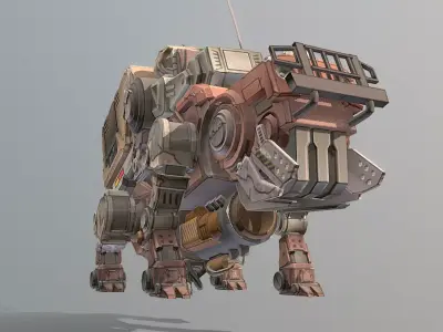 CYBORG Robotic BULLDOG Roaring Threat fbx png 3D model