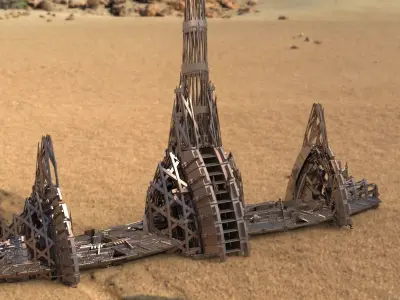 Desert Dune Rusted dystopia castle 2   3D model