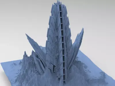 Ancient Sci-Fi Mountain 9  3D model