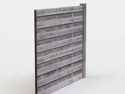 Wooden fence Low-poly 3D model