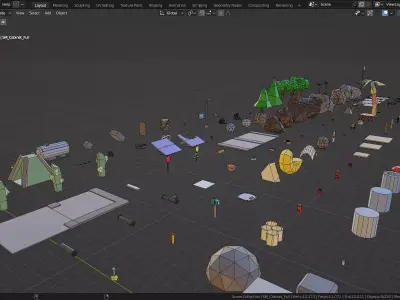 Raw Builder Pro 230 Low-Poly Modular Environment Kit Low-poly 3D model