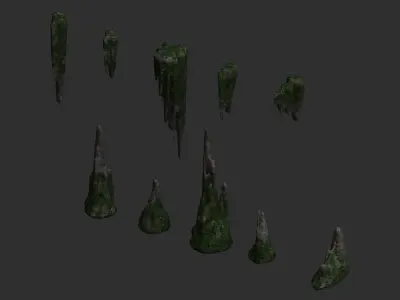 Cave Rock Pack 1 - Moss 2 Low-poly 3D model