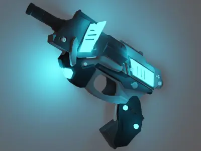 Pistol gun with lights 3D print model