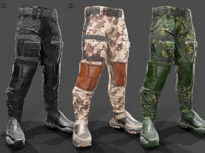 Tactical pants Low-poly 3D model