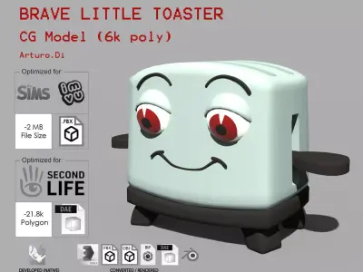 Toasty the brave little toaster Low-poly 3D model