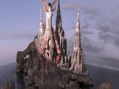 Tudor Rose Medieval Dark fantasy city 3D model