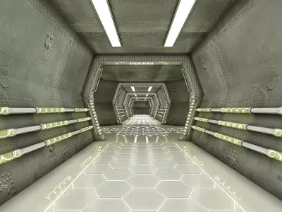 Sci Fi Modes Corridor 3D model Low-poly 3D model