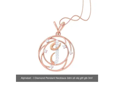 26 Alphabet Letters Diamond Pendant Necklace 3dm stl obj gltf 3D Model Pack