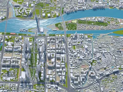 Guangzhou Downtown China  Low-poly 3D model