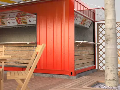 Shipping container food stand 3D model