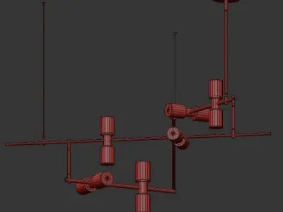 ModernRail modern brass chandelier with four glass shades 3D model