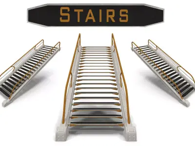 Stairs ladder shelf Low-poly 3D model