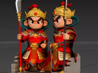 11 Chinese Style - Cartoon Door God 3D model