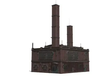Old brick factory Low-poly 3D model by sobul