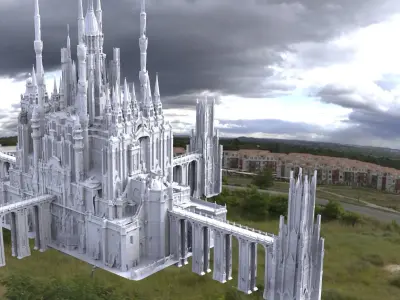 Fantasy architecture Grand enhanced complex with bridges  epic  3D model