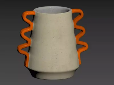 Orange and White Vase 3D model